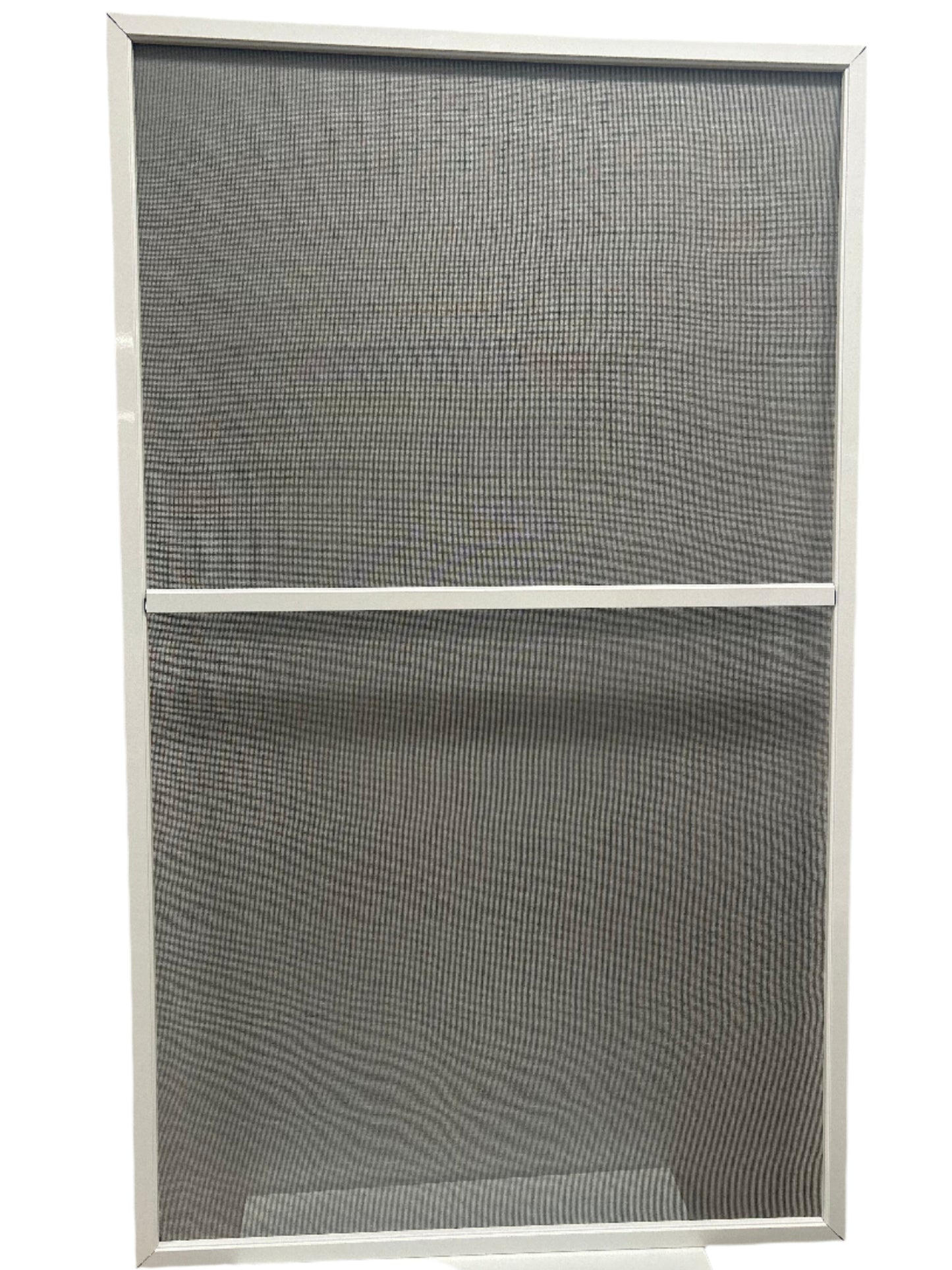 Window with two mesh screens on a white wall