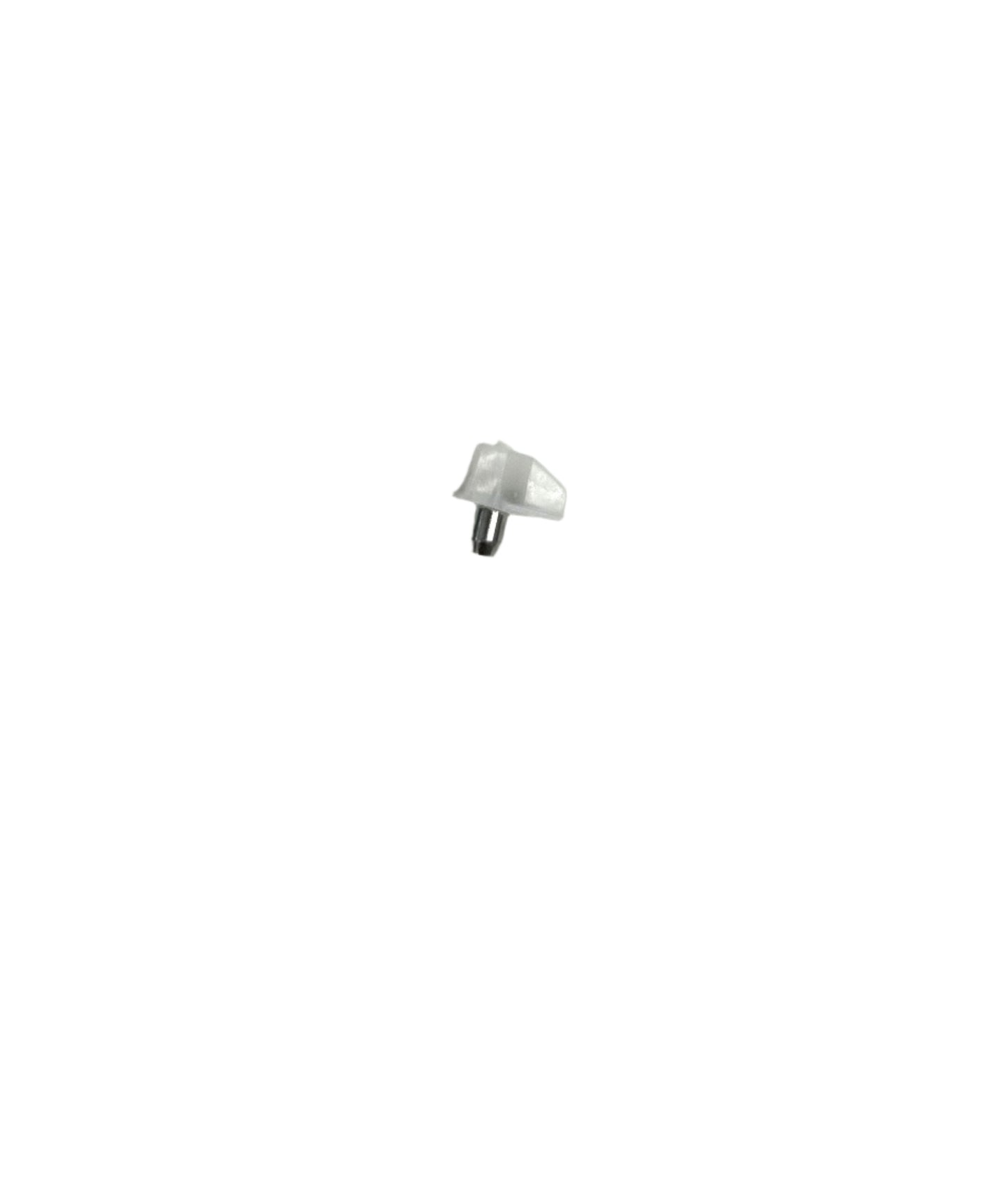 A white shelf support bracket on a white background.