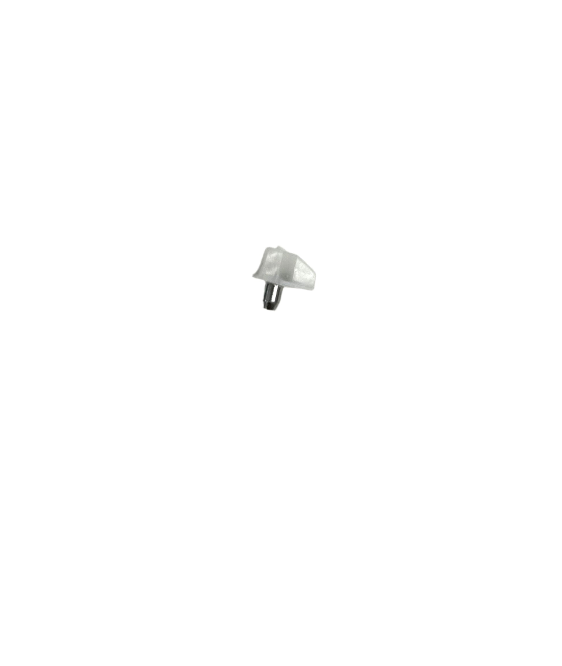 A white shelf support bracket on a white background.